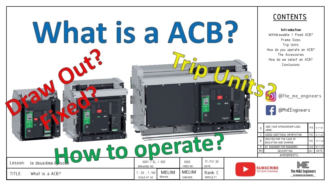 Episode 2 - What is a ACB, Air Circuit Breaker, Trip Units, draw-out explained by a M&E engineer!