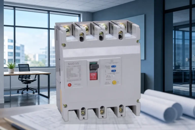 Arc Fault Circuit Breaker concept illustration for panel builders (illustrative background, not a site photo)