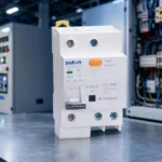 Distribution board illustration with circuit protection modules (illustrative background, not a site photo)