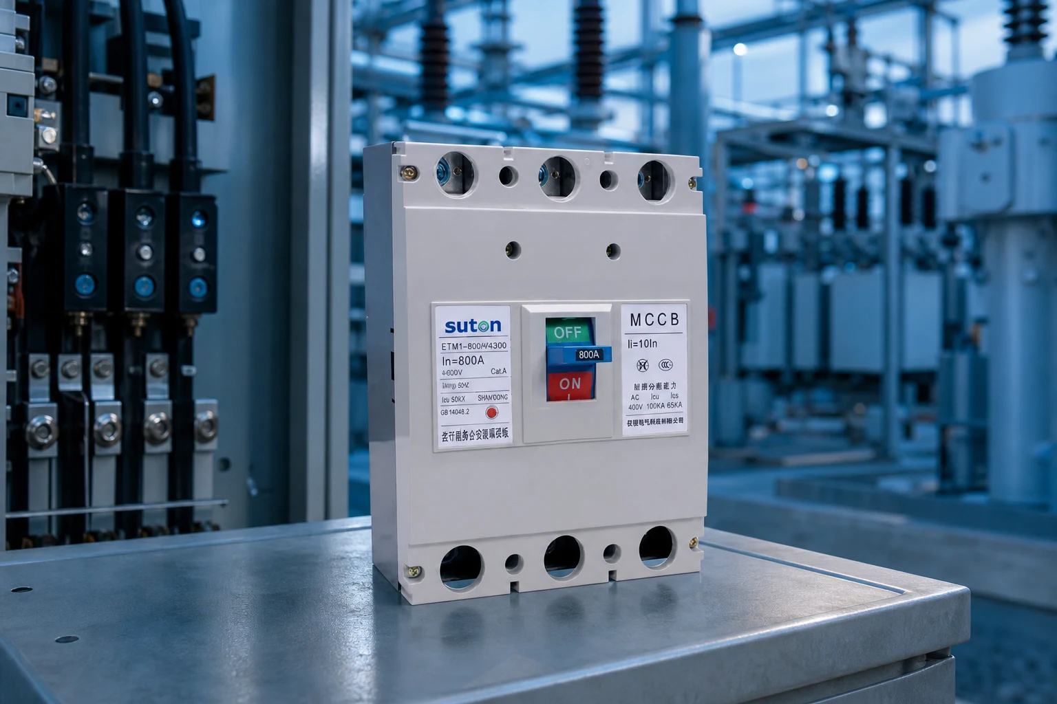 main switch — SUTON official product with illustrative industrial background (not a real site photo)