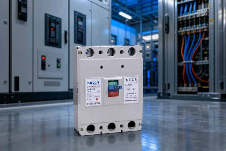 Main Switch illustration for panel builders (illustrative background, not a site photo)