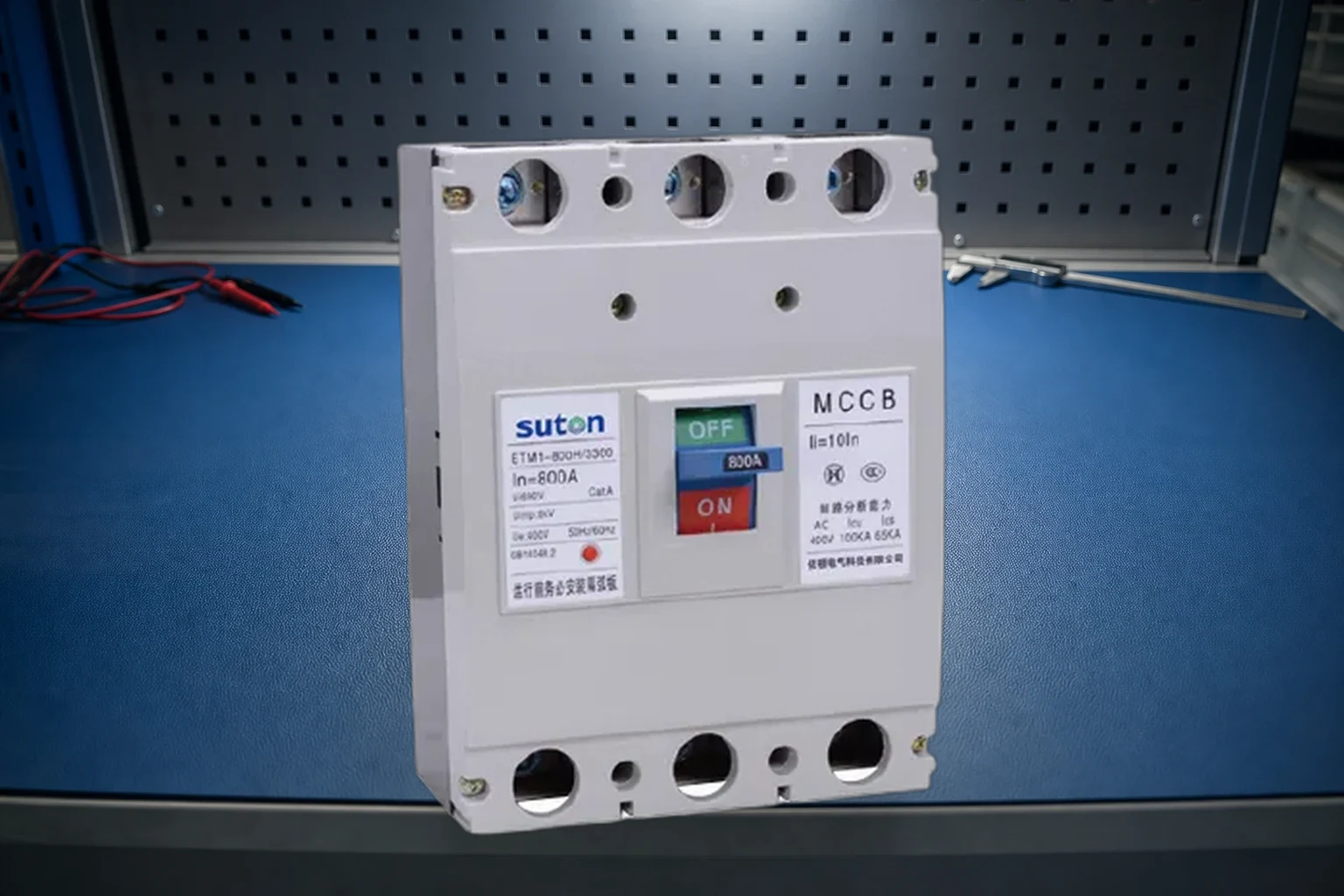 mccb breaker — SUTON official product with illustrative industrial background (not a real site photo)