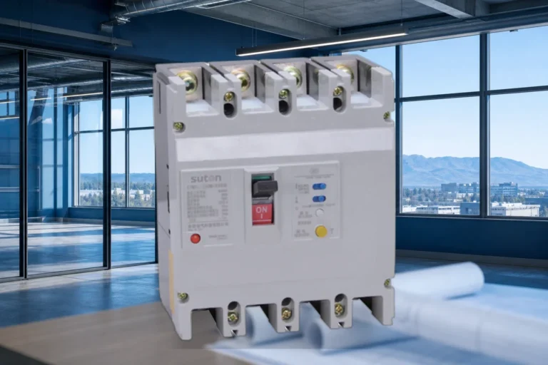 Rcbo Breaker concept illustration for panel builders (illustrative background, not a site photo)