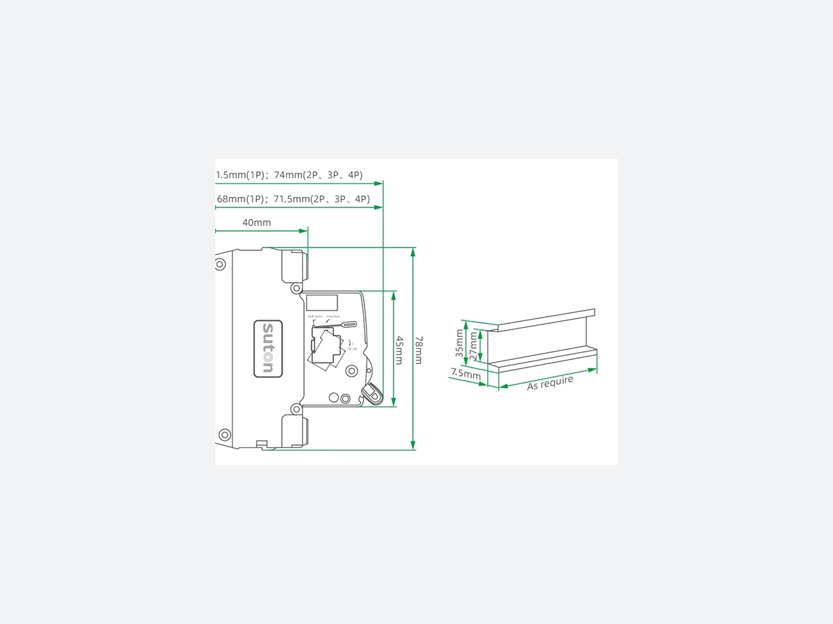 SUTON miniature breaker side view for panel fit review