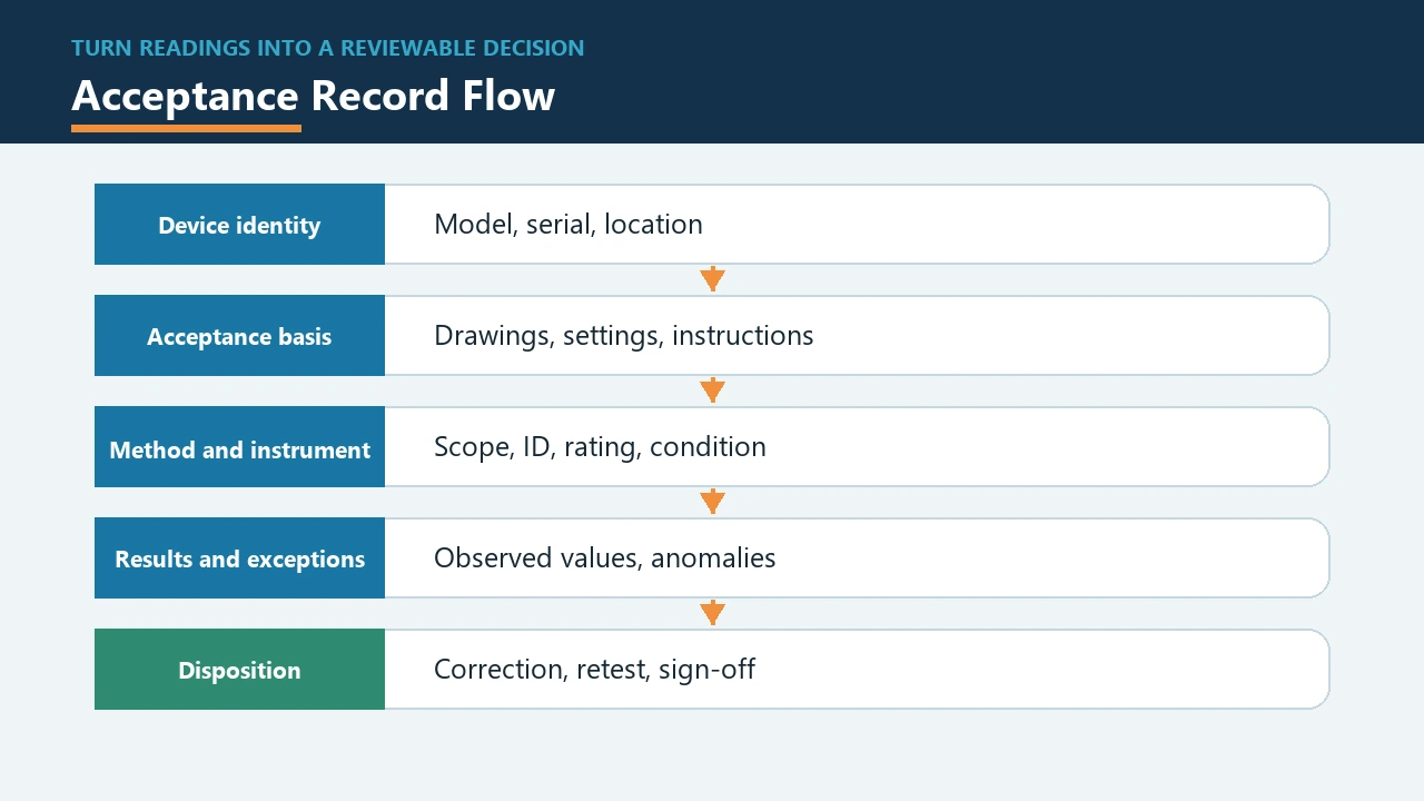 Circuit breaker test acceptance record flow
