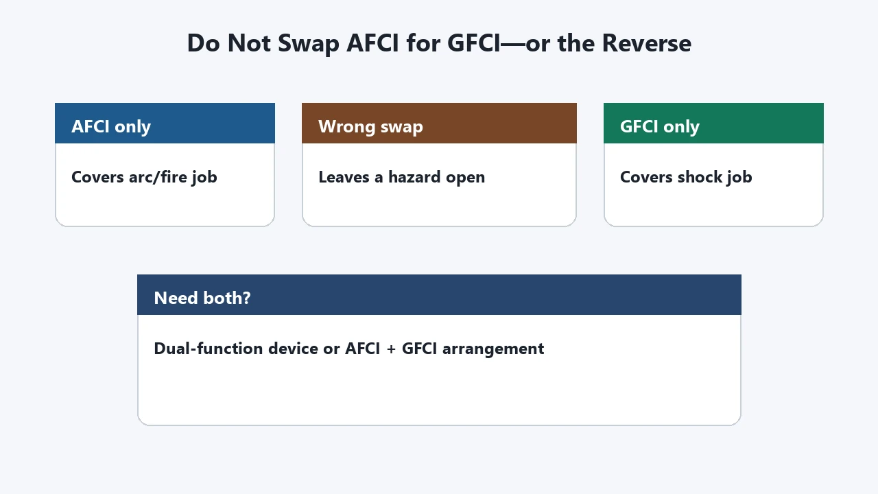 AFCI and GFCI non-substitution decision path