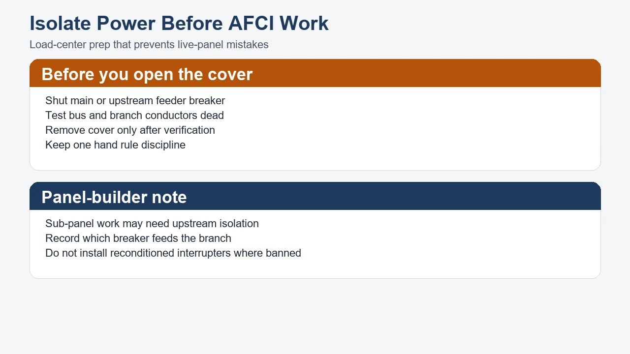 AFCI panel isolation checklist before wiring