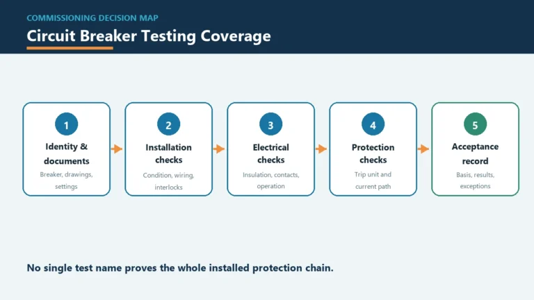 Circuit breaker testing coverage from inspection to acceptance
