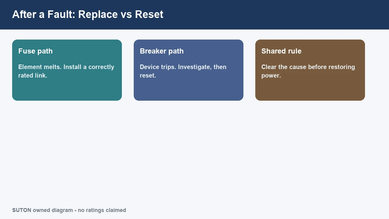 Fuse replace versus breaker reset after a fault