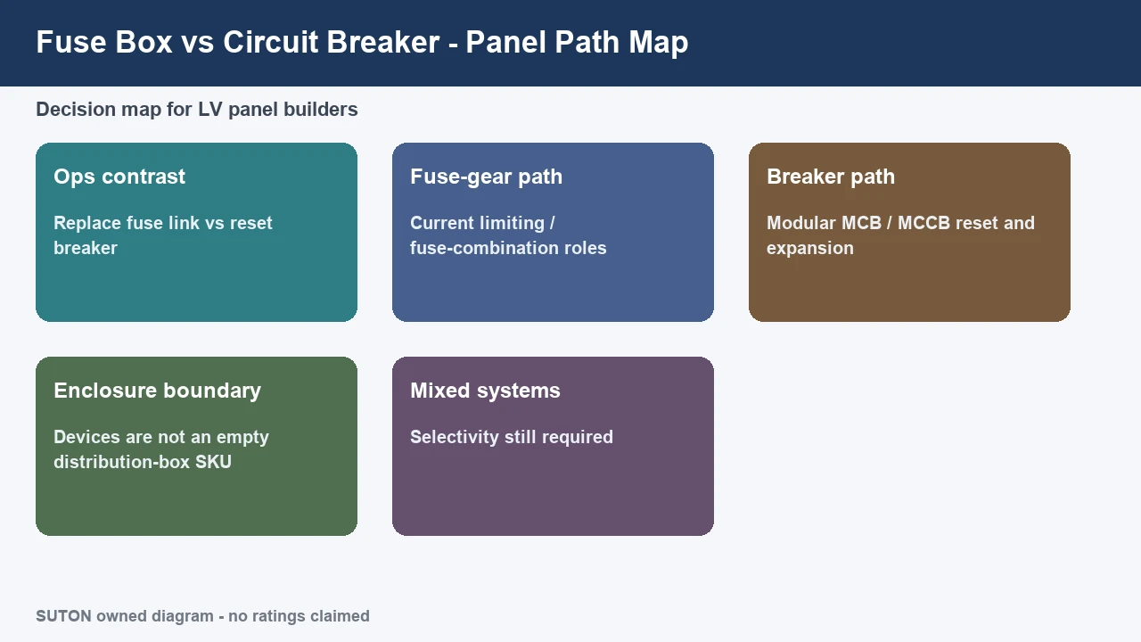 Fuse box versus circuit breaker decision map for panel paths
