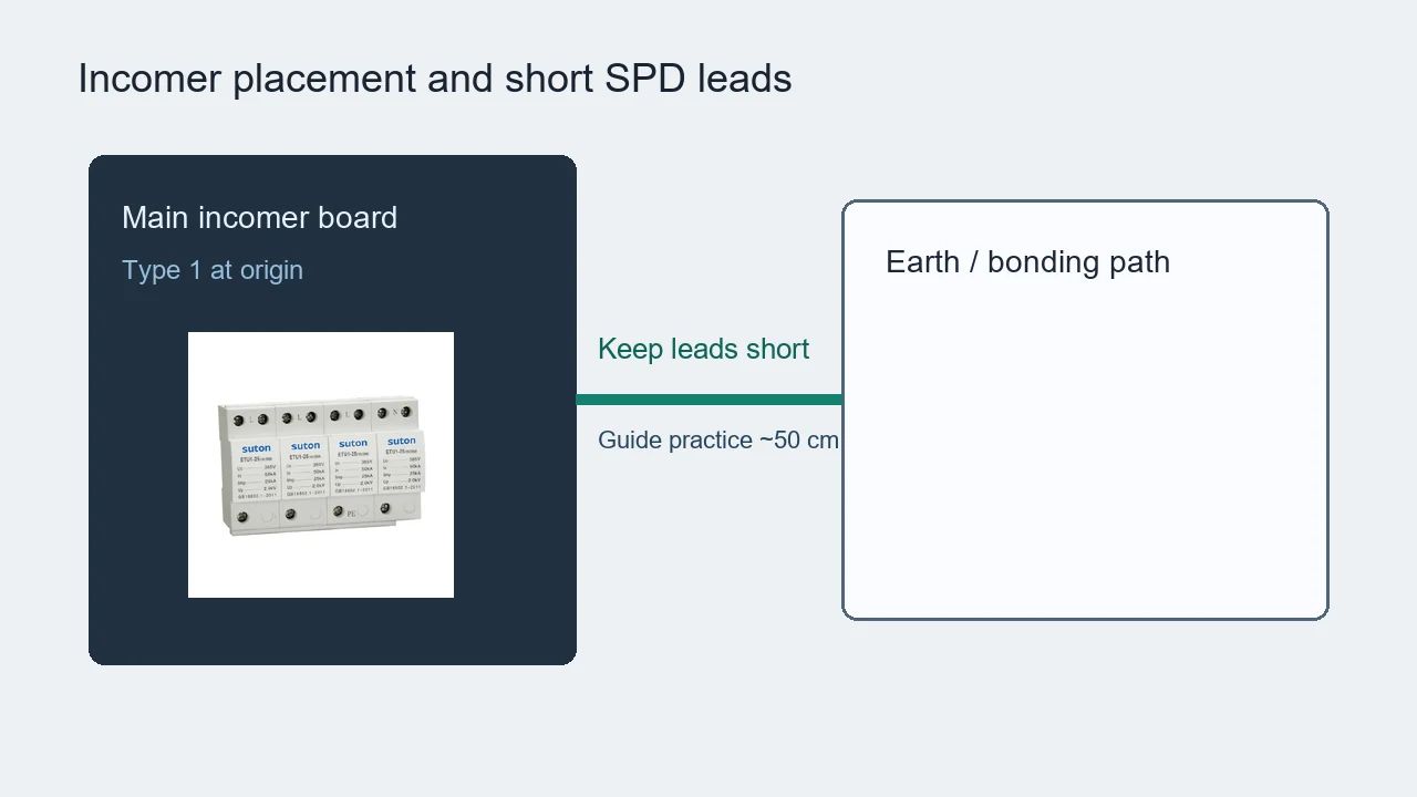 Incomer placement and short SPD leads