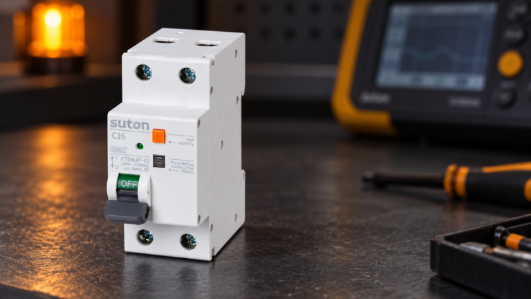 SUTON ETB9LAF-63 arc fault device beside diagnostic equipment