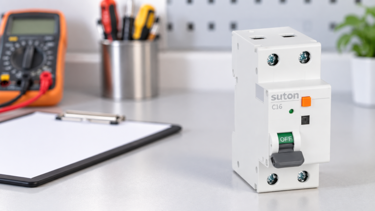 SUTON ETB9LAF-63 arc fault device on a clean commissioning bench