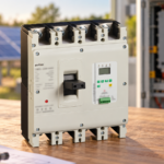 SUTON residual-current breaker with solar PV installation in background