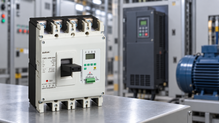 SUTON ETM3EL residual-current breaker with a motor drive in the background