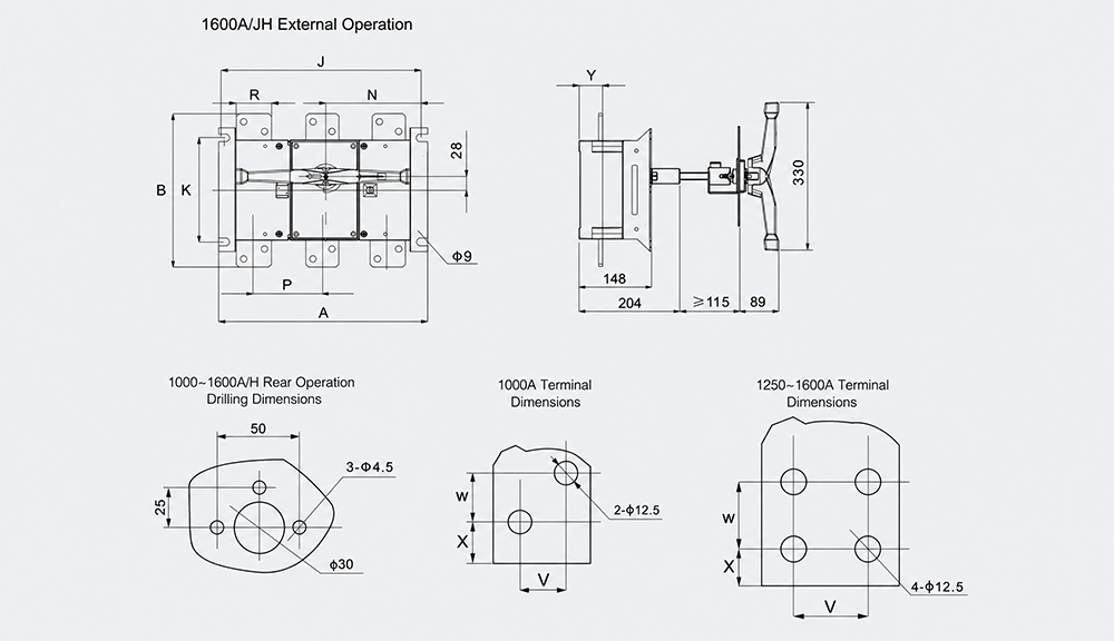 HGL(ETGL)-1600A、H Operations behind cabinet