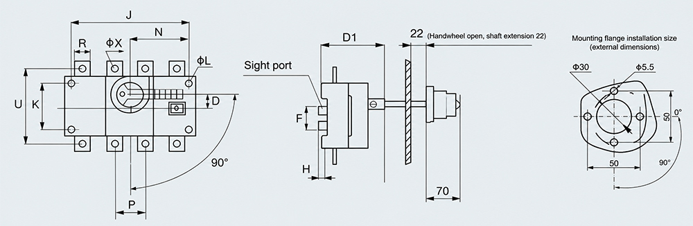 HGL(ETGL)-160A-630A Operations from outside the cabinet