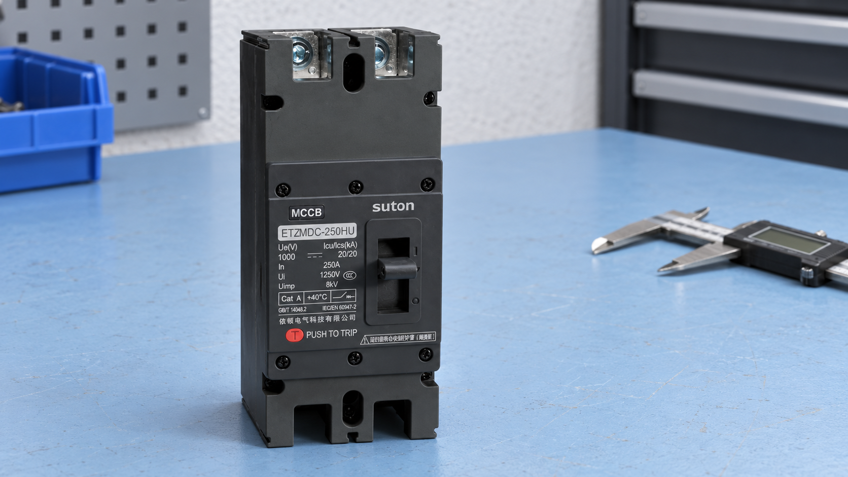 SUTON ETZM-PV two-pole molded-case DC circuit breaker: complete housing and terminals for exterior inspection