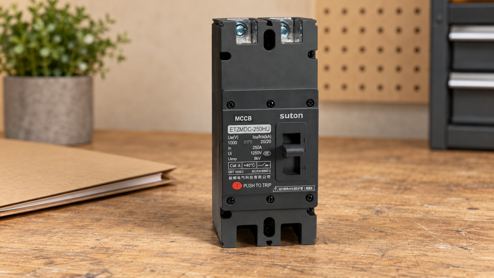 SUTON ETZM-PV two-pole molded-case DC circuit breaker: front exterior for specification review