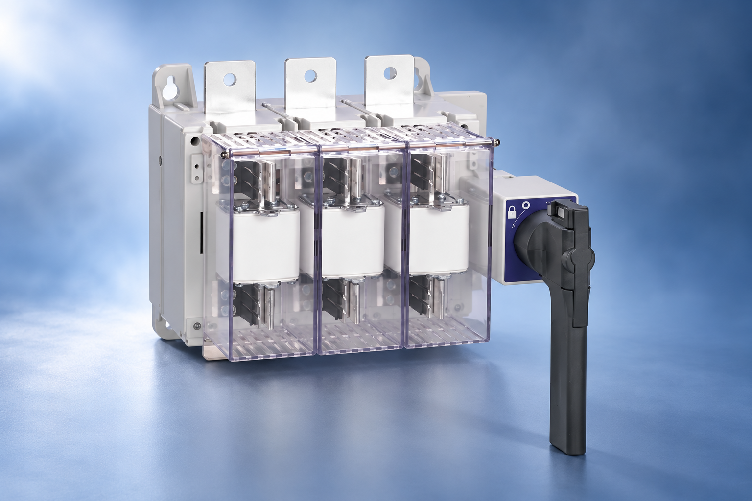 SUTON ETGLR three-fuse switch-disconnector: complete housing and terminals for exterior inspection