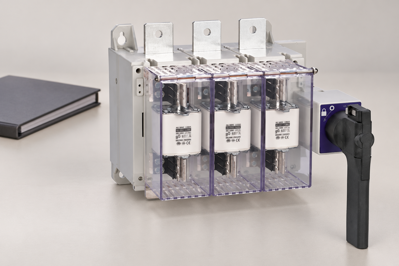 SUTON ETGLR three-fuse switch-disconnector: complete housing and terminals for exterior inspection