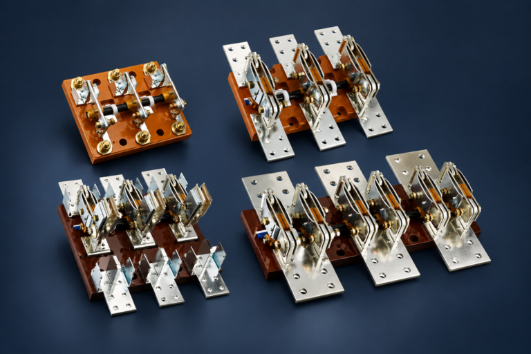 HD(HS) Series Open-Type Knife Switches and Knife-Type Changeover Switches: complete product on a dark studio background