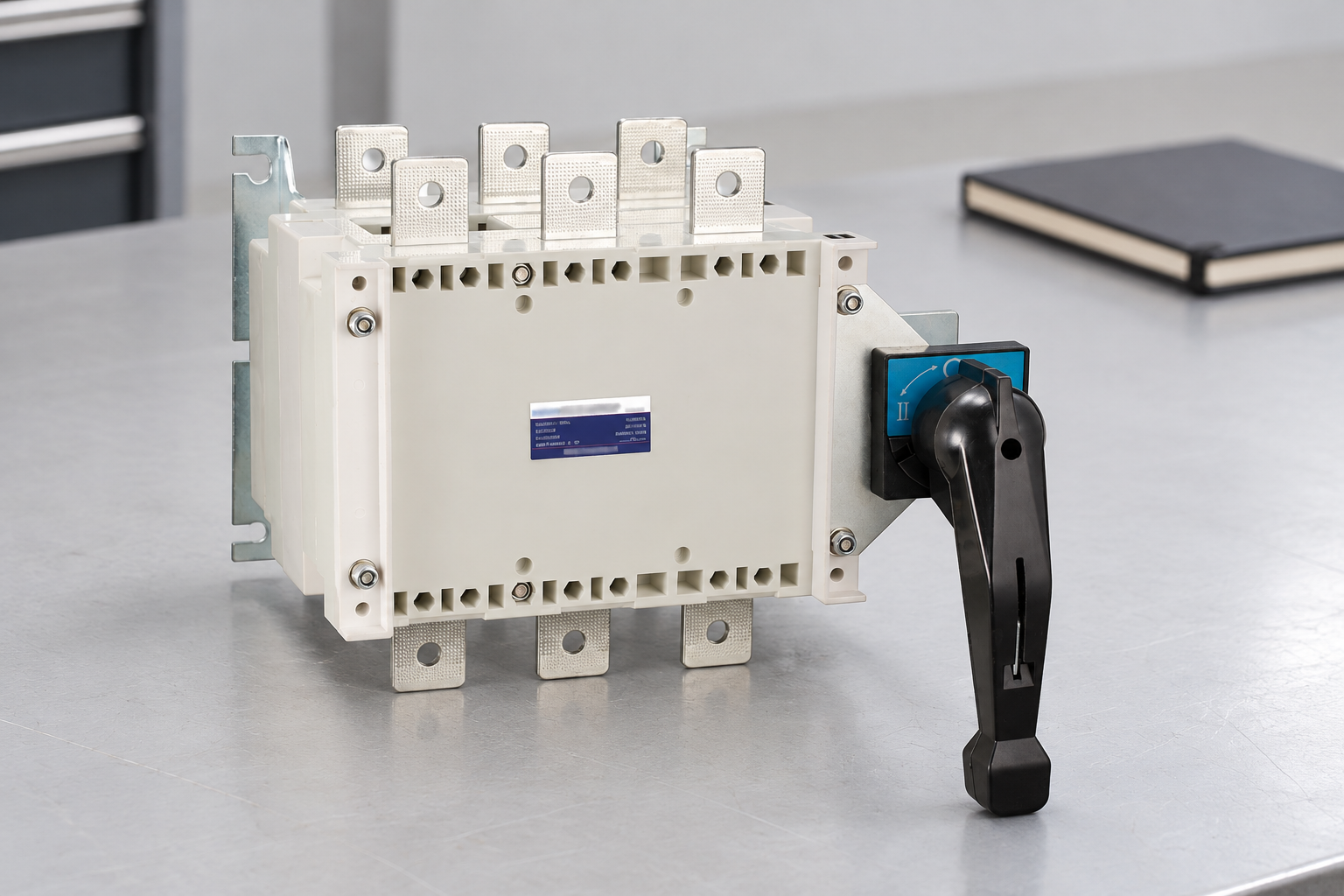 HGL(ETGL)/Z series Transfer load disconnector: complete product on a pale engineering bench