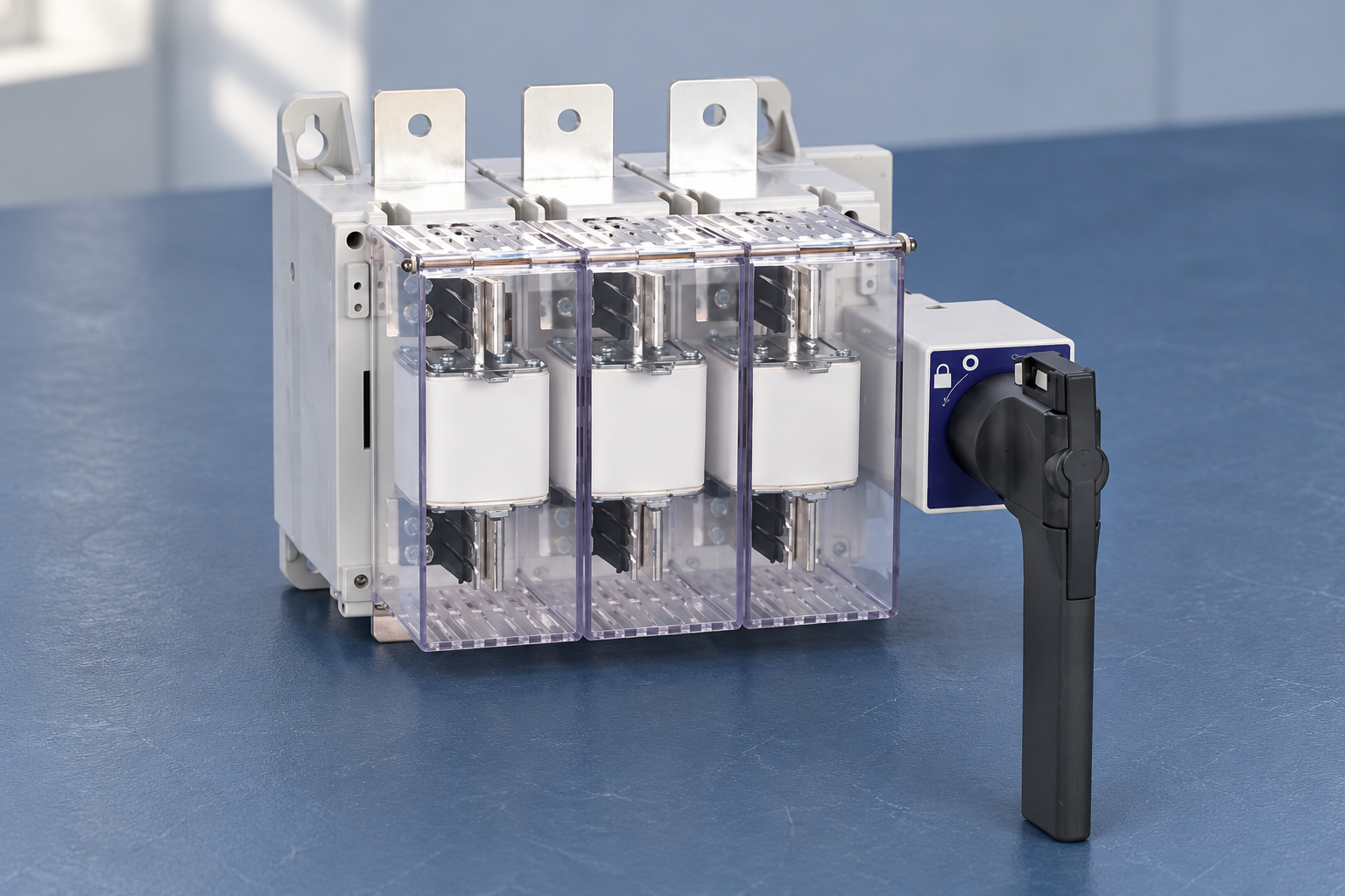 SUTON ETGLR three-fuse switch-disconnector: complete housing and terminals for exterior inspection