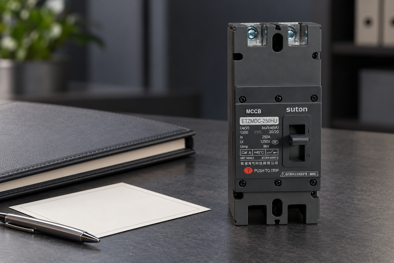 SUTON ETZM PV molded-case DC circuit breaker: complete product exterior for documentation review