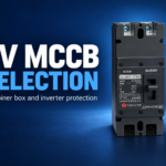 SUTON ETZM PV molded-case DC circuit breaker: disconnected product on a dark editorial background