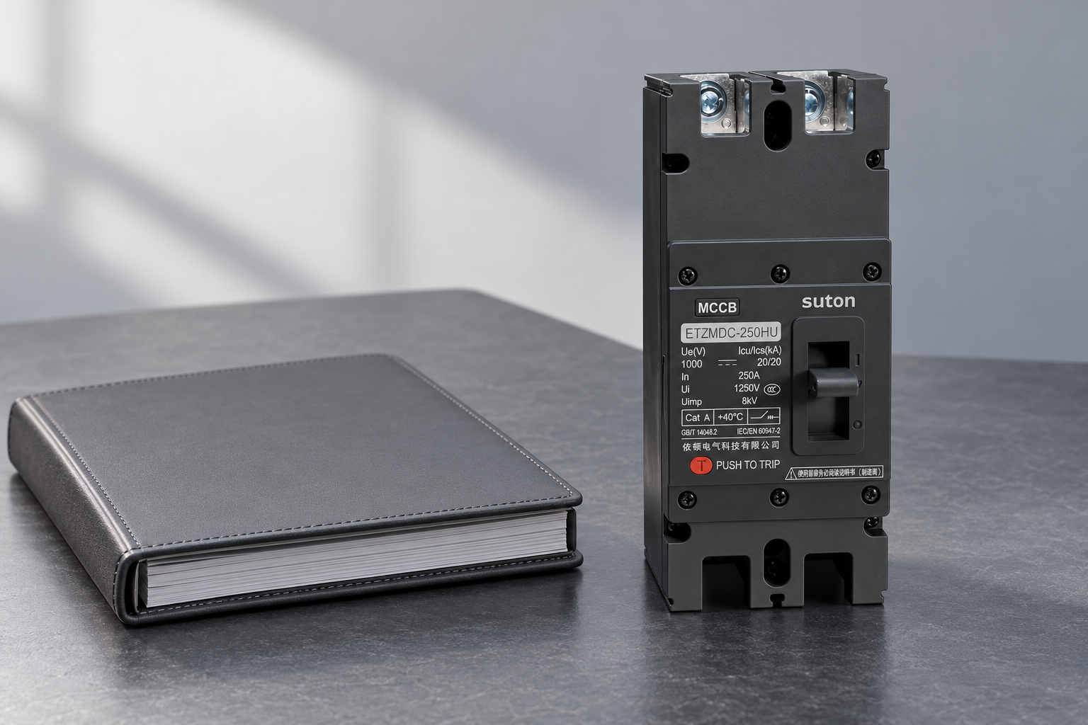 SUTON ETZM PV molded-case DC circuit breaker: complete product exterior for documentation review