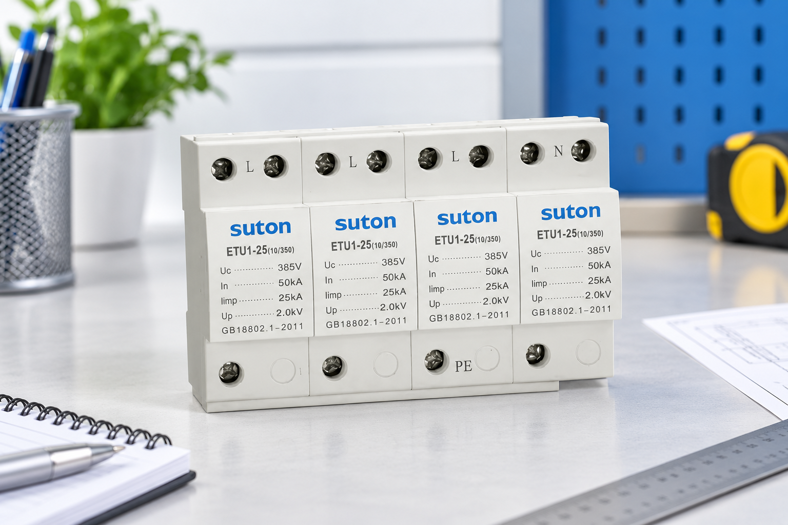 Single-Phase vs Three-Phase SPD Wiring Arrangements — SUTON product exterior reference view