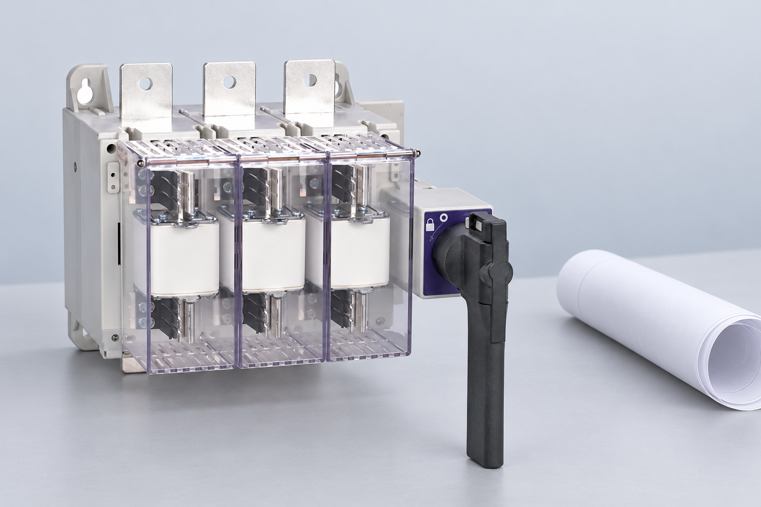 SUTON ETGLR three-fuse switch-disconnector: complete housing and terminals for exterior inspection