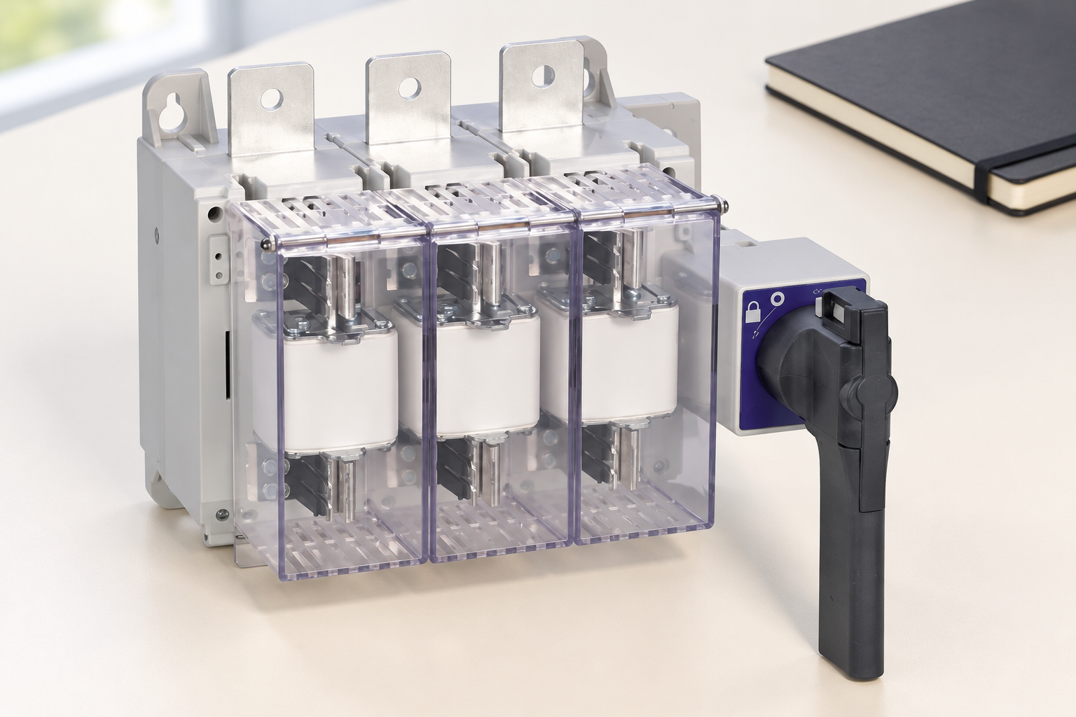 SUTON ETGLR three-fuse switch-disconnector: front exterior for specification review